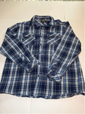 Pacific Trail men’s blue and white plaid long-sleeve flannel shirt sz xl